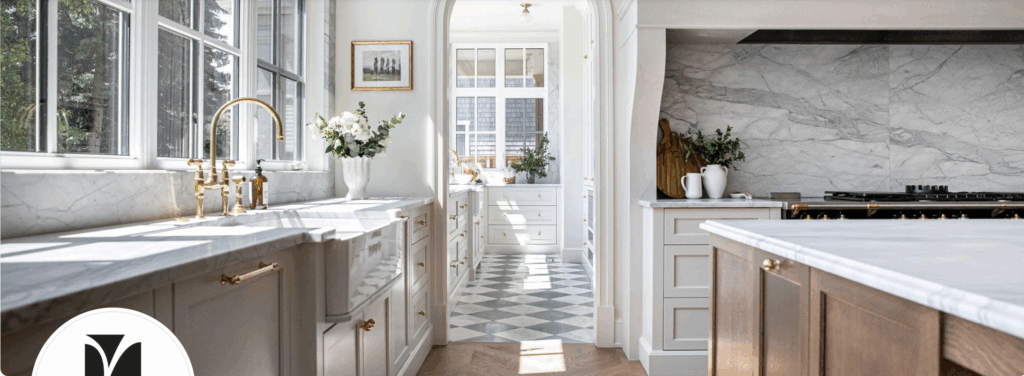 Windowed pantry-scullery, beautiful wood and paint combo. No to gables around range.